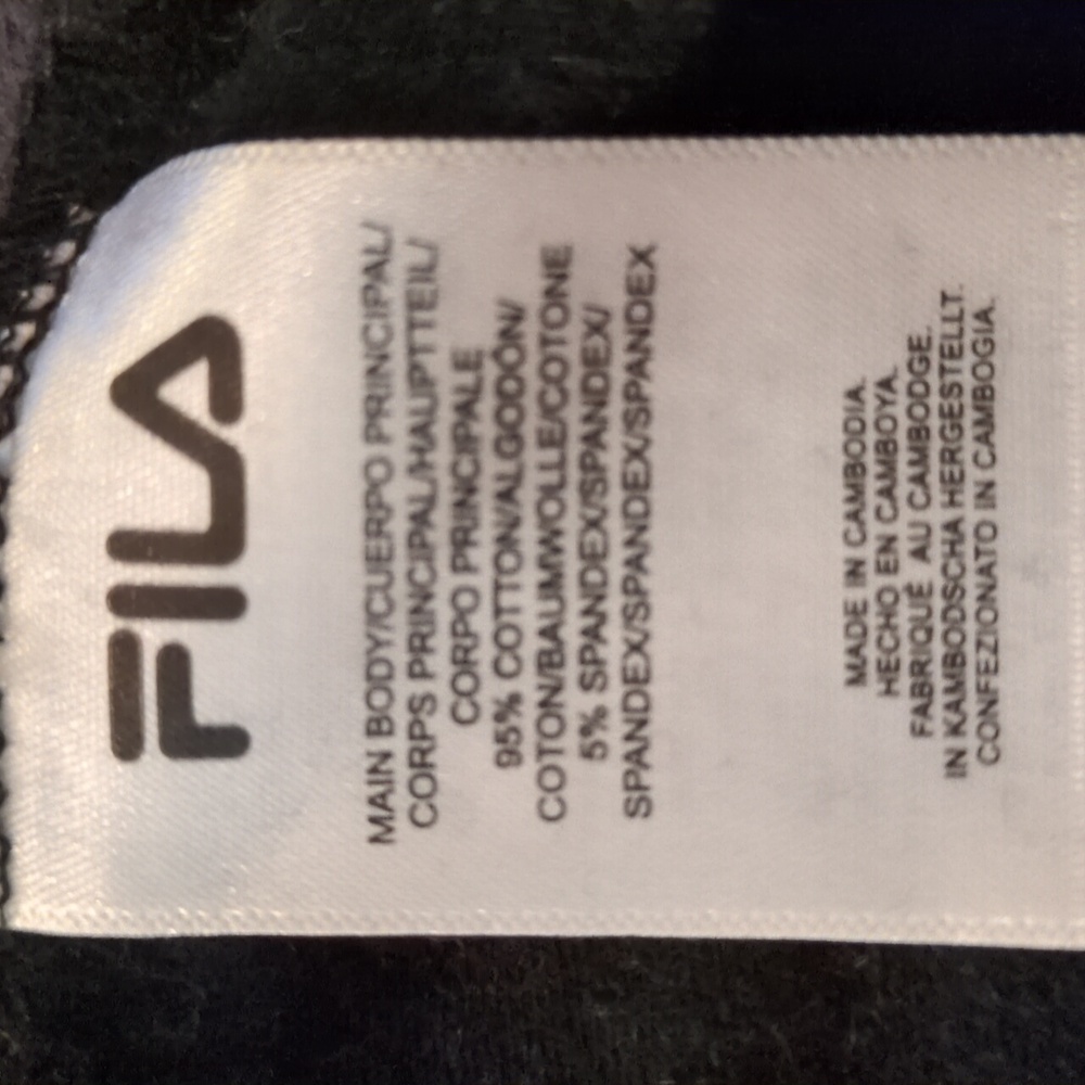 Fila Color Block Thick Warm Winter Comfy Cozy Black & Gray Cotton Sweatshirt M - Picture 3 of 5